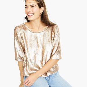 JCrew sequin crop too in rose gold